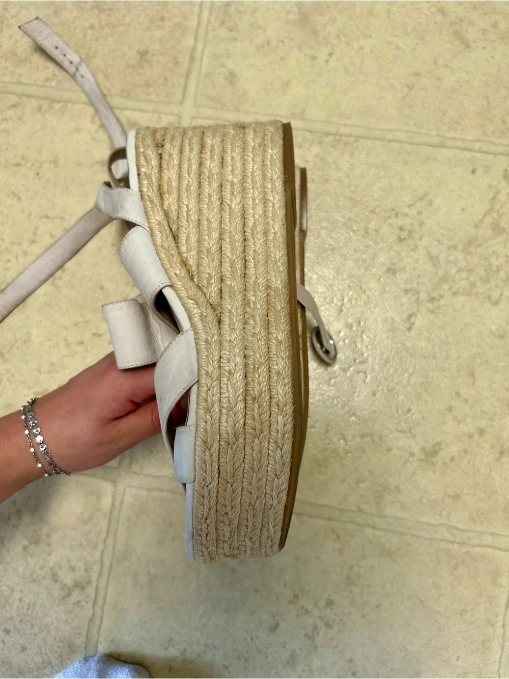 Nine West Ivory Espadrille Wedge Sandals Slingback Women’s Size 8